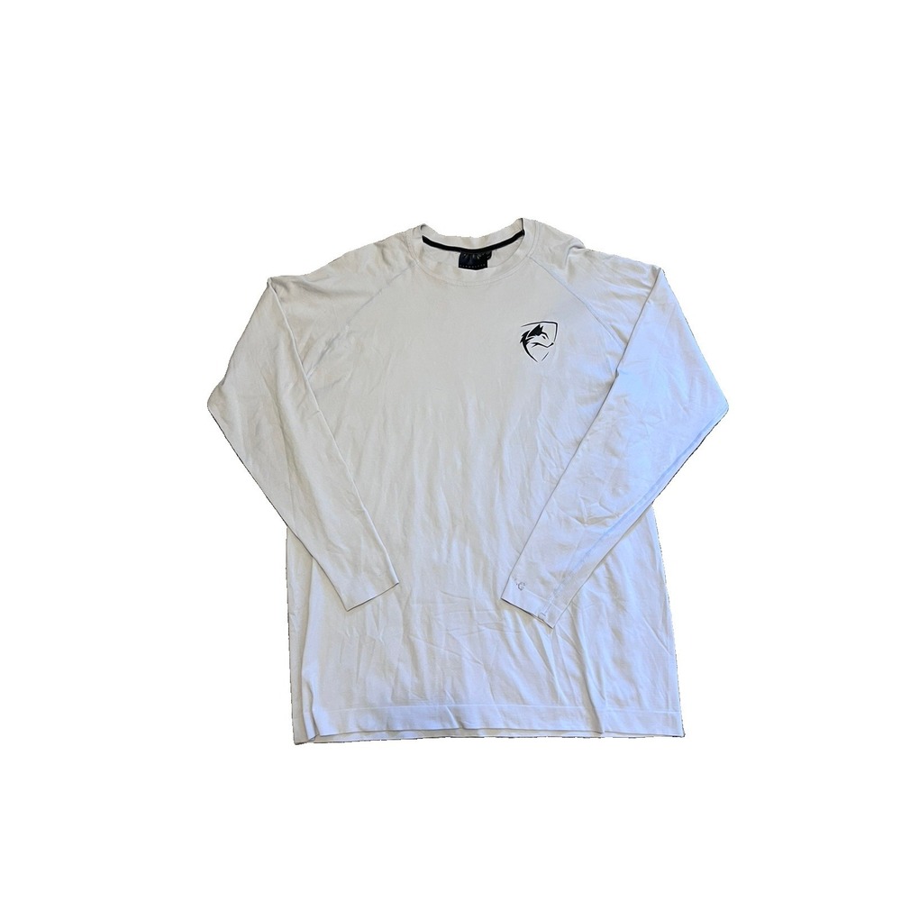 Alphalete Athletics White Gray Long Sleeve Shirt Logo Performance Mens 2XL *Flaw